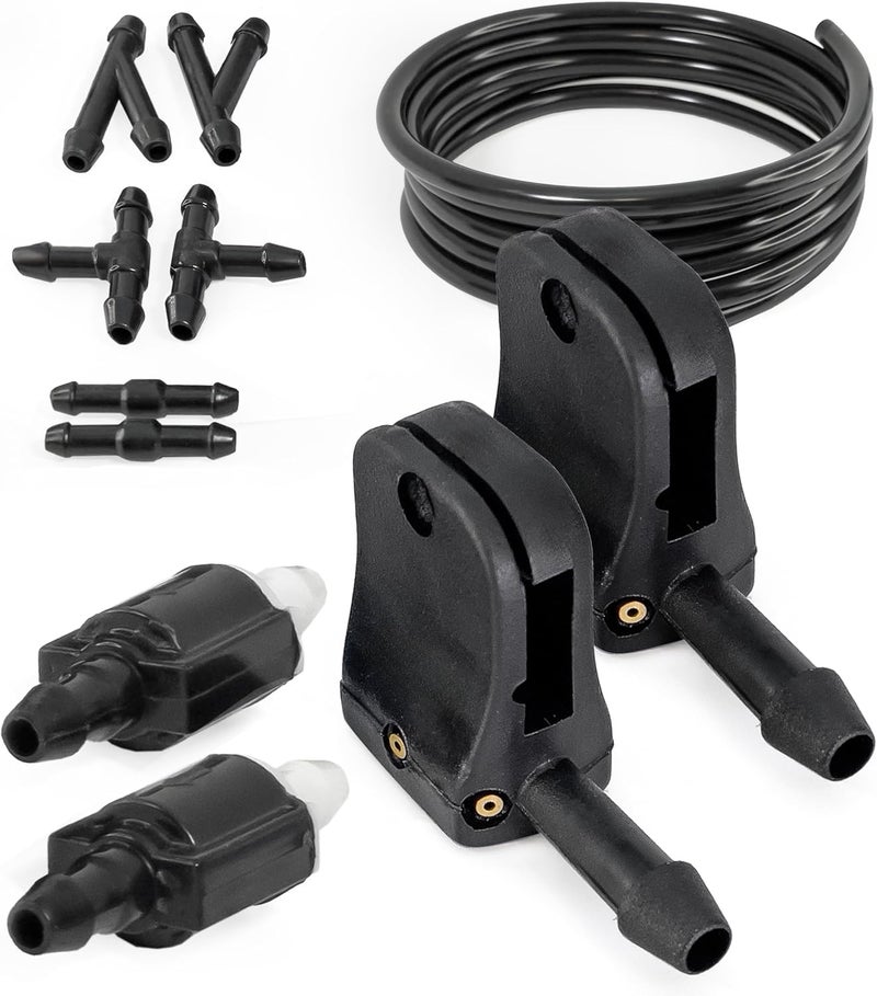 Click&Fit 3-way Truck&Van Windshield Washer Spray Nozzles Extension kit replacement for Ford Transit, Freightliner, Dodge Sprinter, VW Crafter, Peterbilt – Washer jets for Wiper Arm 10-12mm 0.4-0.47", - Image 1